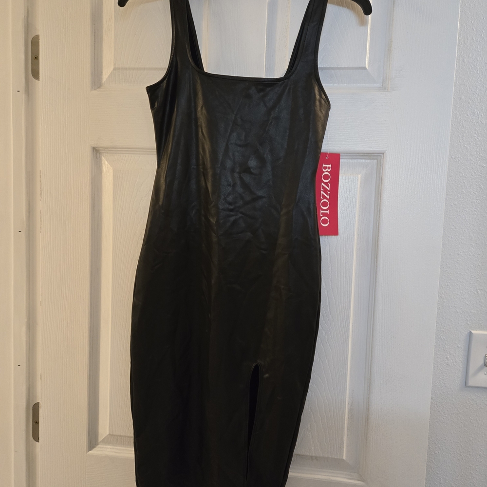 Black Faux Leather Dress